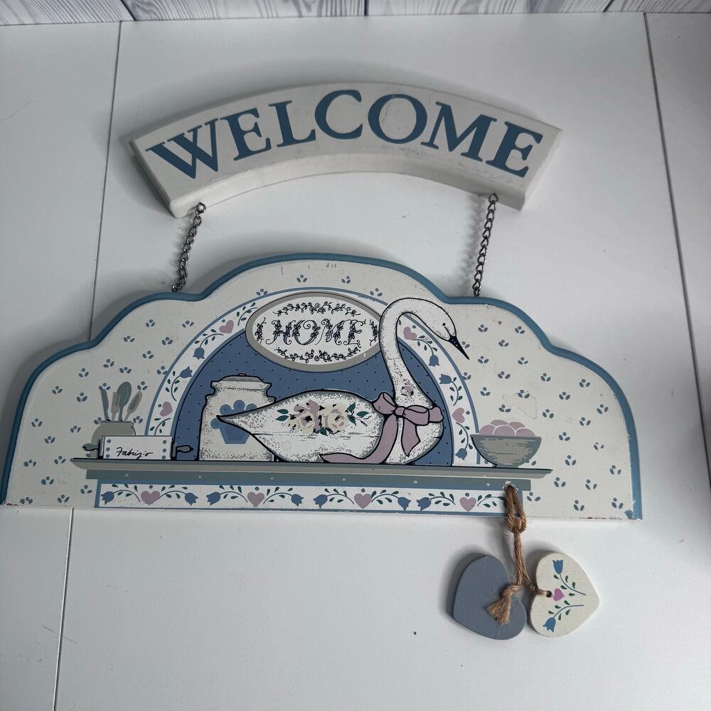 Vintage Trenditions Country Goose Wooden Welcome Sign Farmhouse Cottage 1980s